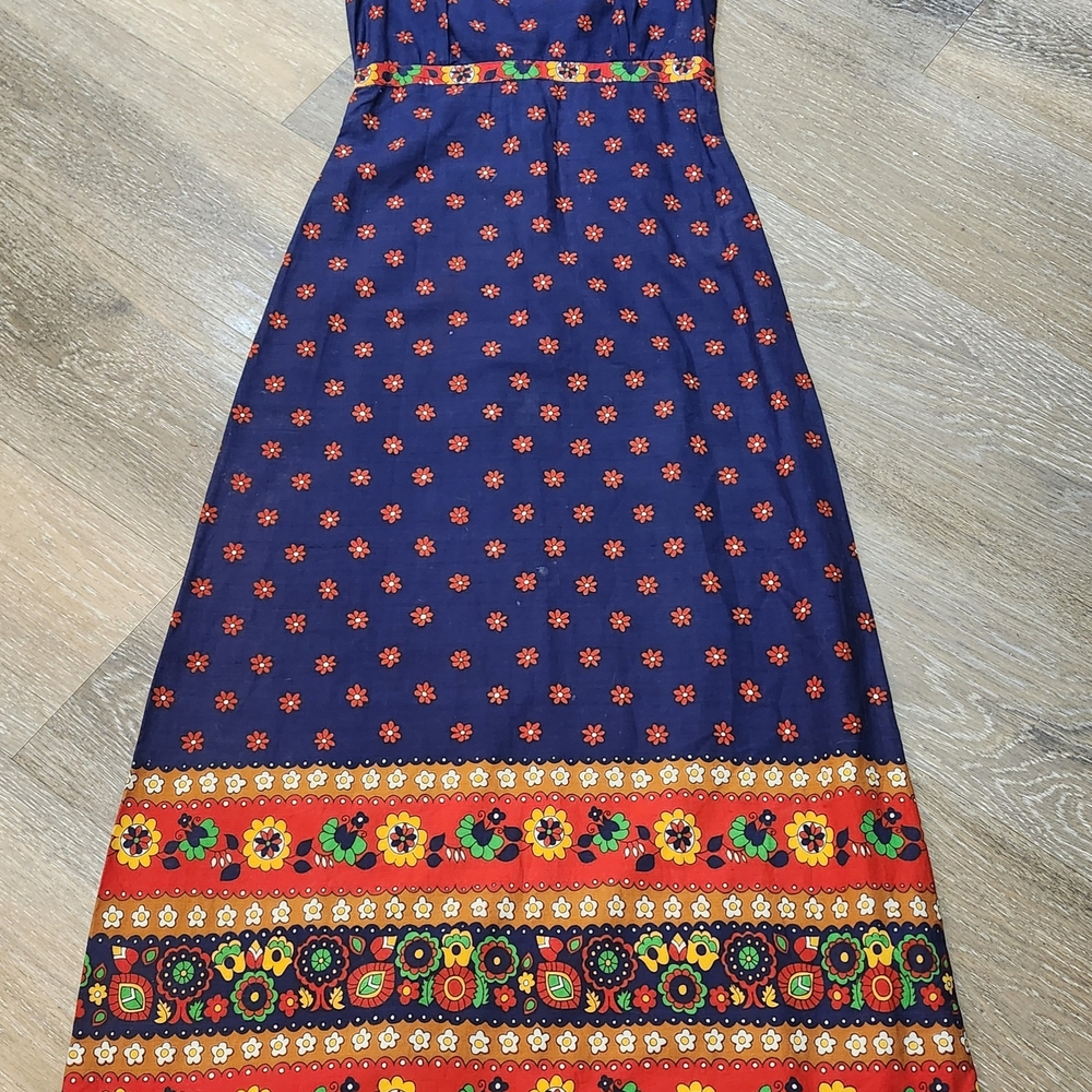 Authentic Real 60's Hippy Super Vintage Maxi Dress Rare Floral Pattern Woodstock - Picture 3 of 11